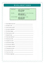 English Worksheet: Exclamations