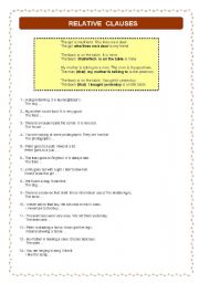 English Worksheet: Defining Relative Clauses