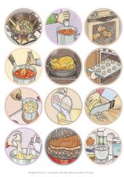 Mini Kitchen Verbs Flash Cards