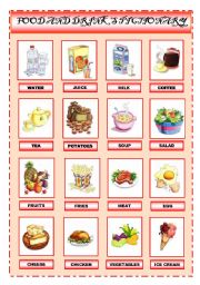 English Worksheet: FOOD AND DRINKS PICTURE DICTIONARY
