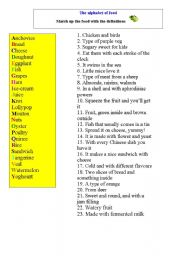 English Worksheet: The alphabet of food