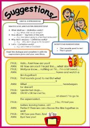 English Worksheet: FUNCTIONS: Making & asking for suggestions (12 / 5 / 09)