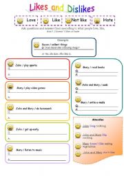 English Worksheet: Likes and Dislikes