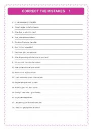 English Worksheet: Correct the mistakes