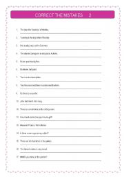 English Worksheet: Correct the mistakes