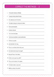 English worksheet: Correct the mistakes