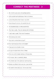 English Worksheet: Correct the mistakes