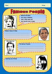 English Worksheet: Elementary Description Famous People