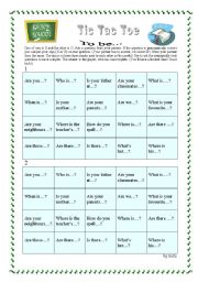 English Worksheet: Tic Tac Toe - To be (Present Simple)