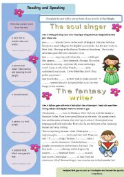 English Worksheet: The soul singer, The fantasy writer