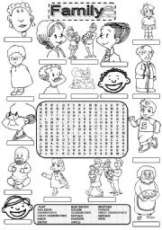 English Worksheet: Wordsearch FAMILY MEMBERS