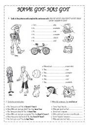 English Worksheet: HAVE GOT- HAS GOT