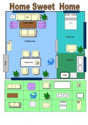 English Worksheet: A great WS about Describing A Home and things in a home Optional: Cut N Paste(2 Pages)With Key 