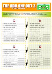 English Worksheet: THE ODD ONE OUT 2 Intermediate level