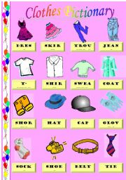 English Worksheet: Clothes pictionary