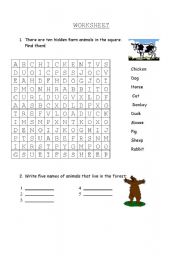 English worksheet: Animals