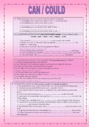 English Worksheet: CAN - COULD (3 pages)