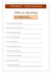 English worksheet: present continuous