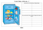 English Worksheet: food in the fridge pair work