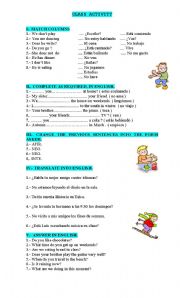 English worksheet: CLASS ACTIVITY