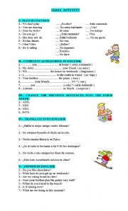 English Worksheet: CLASS ACTIVITY