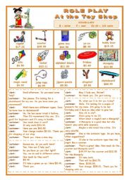 English Worksheet: ROLE PLAY  -  AT THE TOY SHOP