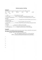 English worksheet: Like + verb-ing