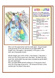 English Worksheet: A FEW AND A LITTLE