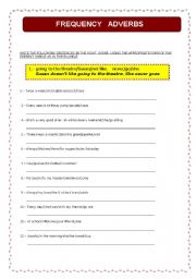 English worksheet: Frequency Adverbs