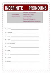 English worksheet: Indefinite pronouns