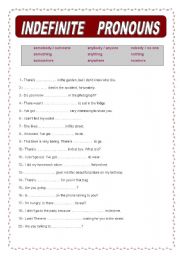 English Worksheet: Indefinite pronouns