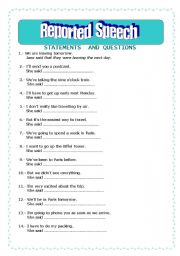 English Worksheet: Reported Speech