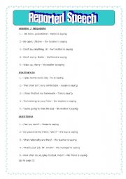 English Worksheet: Reported Speech 