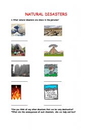 English Worksheet: reading, vocabulary natural disasters, tsunami