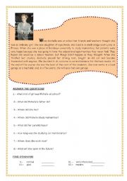 English worksheet: Reading Comprehension