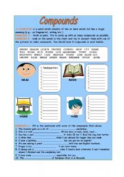 English Worksheet: COMPOUND NOUNS  - 2 pages