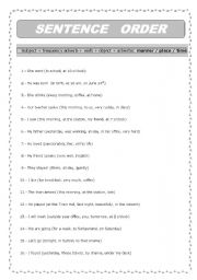 English Worksheet: sentence order