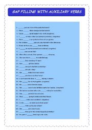 English Worksheet: auxiliary verbs (gap filling)