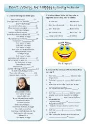 English Worksheet: Dont worry be happy by Bobby McFerrin