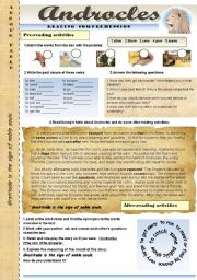 English Worksheet: ANDROCLES (AESOPS FABLE) - READING COMPREHENSION FOR TEENS AND ADULTS (for pre-intermediate and intermediate students)