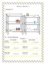 English Worksheet: In my bookshelf there is...there are - find the differences (2/3)