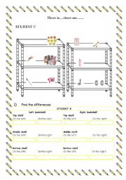 English Worksheet: In my bookshelf there is...there are - find the differences (3/3)