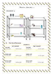 English Worksheet: In my bookshelf there is...there are/ personal belongings - find the differences (1/3)