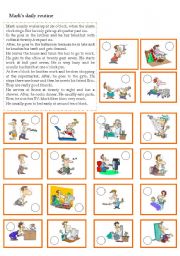 English Worksheet: marks daily routine - listening/ reading