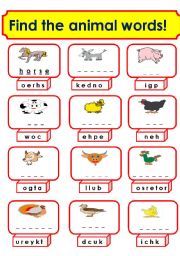 English Worksheet: animals (1/3)