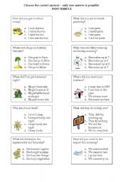 English Worksheet: past simple - irregular - multiple choice