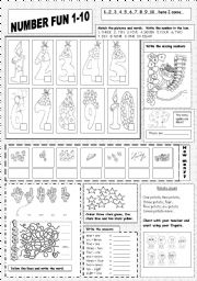 English Worksheet: Number Fun 1-10