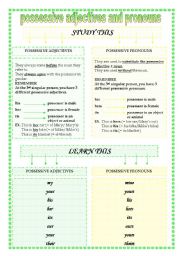 English Worksheet: possessive adjectives and pronouns