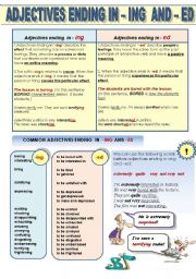 ADJECTIVES ENDING IN -ING AND -ED - 1 PAGE GRAMMAR-GUIDE