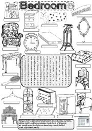 English Worksheet: Wordsearch BEDROOM